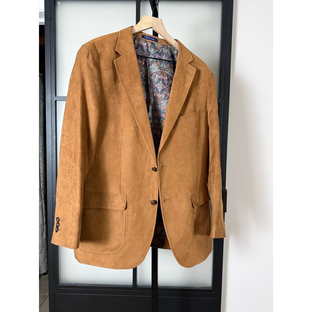 Alan Flusser Faux Suede Sports Jacket Blazer Size Large
